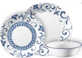 Corelle סט צלחות קורל 12 חלקים ל 4 סועדים דגם Artemis  תוצרת קורנינג ארה"ב – הצלחות הדקות והחזקות בעולם!