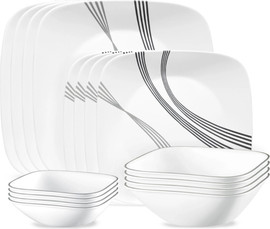 Corelle סט צלחות קורל 16 חלקים ל 4 סועדים דגם Urban Arc תוצרת קורנינג ארה"ב – הצלחות הדקות והחזקות בעולם!