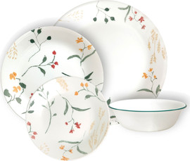 Corelle סט צלחות קורל 48 חלקים ל 12 סועדים  של קורנינג דגם Wildflower Scatter  תוצרת ארה"ב