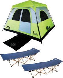 Go Nature אוהל קאבין 6 +מיטת שטח Folding bed וכיסא Mid ivory