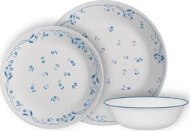 Corelle סט צלחות קורל 18 חלקים ל6 סועדים דגם Provincial Blue קורנינג ארה"ב