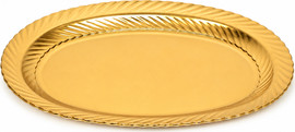 Classic מגש הגשה אובלי מפלסטיק בגוון זהב – 32×22.5 ס"מ