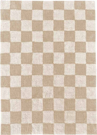 PONPONI שטיח לחדר ילדים מלבני משבצות בז מוקה – CHESS Beige
