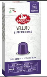 Saquella Caffe מארז 10 קפסולות אלומניום ולוטו תואמות נספרסו מבית Saquella Caffe