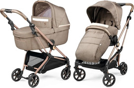 Peg Perego עגלת תינוק כולל אמבטיה וטיולון עם קיפול קומפקטי ואמבטיה מרווחת דגם Vivace צבע עגלת Vivac mon-amoure