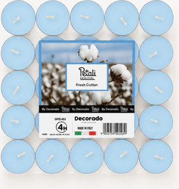 PETALI CANDLES נרות טי לייט 25 יח כותנה - תכלת