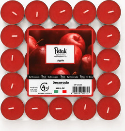 PETALI CANDLES נרות טי לייט 25 יח' תפוח - אדום