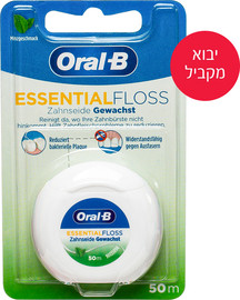 אורל בי ייבוא מקביל יבוא מקביל* חוט דנטלי ללא שעווה מנטה עדינה 50 מטר