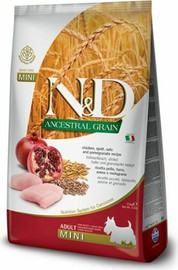 N&D ND נטורל דלישס גזע קטן עוף, דגנים קדמונים ורימון - 2.5 ק"ג
