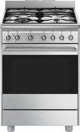 Smeg תנור משולב כיריים גז 4 להבות Smeg סמג Classica SSA60MX2 נירוסטה