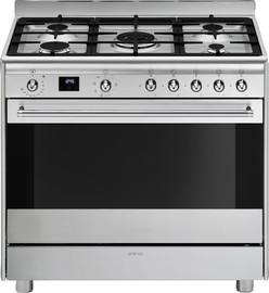 Smeg תנור משולב כיריים גז - 5 להבות Smeg סמג SSA91MAX2 נירוסטה