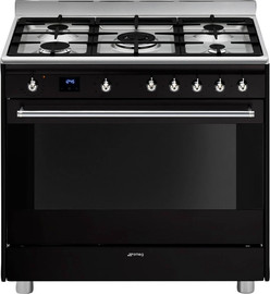 Smeg תנור משולב כיריים גז - 5 להבות Smeg סמג SSA91MABL2 שחור