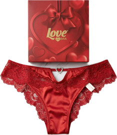 LOVE AND BRA תחתון ברזילאי בשילוב תחרה וסאטן | 31824 ,אדום