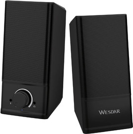 Wesdar רמקולים למחשב 6W עם שליטה קדמית בווליום- שחור