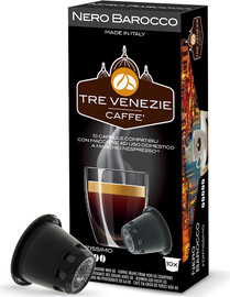 Tre Venezie TRE VENEZIE NERO BAROCCO X 10 PLASTIC / קפסולות קפה תואם נספרסו - טרה ונצי נירו נרו ברוקו