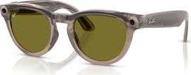 Meta משקפי שמש חכמים Ray-Ban Meta Headliner RW4009F בגימור Shiny Warm Stone עם עדשות Transitions Dark Green בגודל 51-23