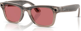 Meta משקפי שמש חכמים Ray-Ban Meta Wayfarer RW4008 בגימור Shiny Warm Stone עם עדשות Transitions Watermelon Red בגודל 53-22
