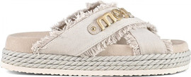Mou Bounce כפכפי Mou Criss-Cross Sandal נשים - מו - Beige