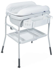Chicco אמבטיה מתקפלת מודולארית עם משטח החתלה ומגירות טיפול צבע אפור נקודות Dots