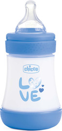 Chicco בקבוק צ'יקו פרפקט 5 150 מ"ל 0 חודשים+ זרימה רגילה כחול איורים