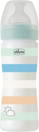Chicco בקבוק לתינוק 250 מ"ל 2+ מסדרת וולביאינג Well Being - פסים כחול