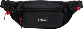 REPLAY פאוץ' / תיק חגורה שחור לגבר במראה קלאסי מבית - REPLAY שחור