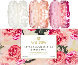 VOLUSPA מארז מתנה שלישיית נרות מקרון Roses Macaron Trio