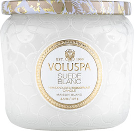 VOLUSPA נר ריחני בצנצנת זכוכית Suede Blanc - Petite Jar