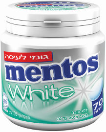 מנטוס וויט גומי לעיסה ללא סוכר בטעם מנטה עדינה