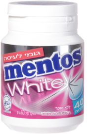 מנטוס וויט גומי לעיסה ללא סוכר בטעם פירות-מנטה