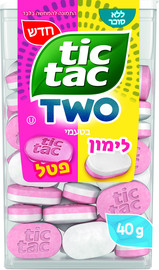 טיק טק טיק טק TWO סוכריות בטעם פטל ולימון