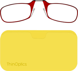 Thinoptics קריאה משקפי קריאה בצבע אדום עם נרתיק לסמארטפון בצבע צהוב ניאון