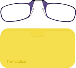 Thinoptics קריאה משקפי קריאה בצבע סגול עם נרתיק לסמארטפון בצבע צהוב ניאון