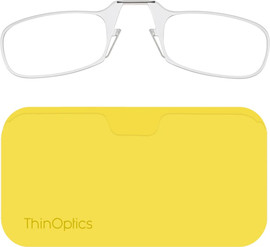 Thinoptics קריאה משקפי קריאה בצבע שקוף עם נרתיק לסמארטפון בצבע צהוב ניאון