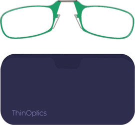 Thinoptics קריאה משקפי קריאה בצבע ירוק עם נרתיק לסמארטפון בצבע סגול כהה - רודנייט