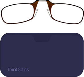 Thinoptics קריאה משקפי קריאה בצבע חום עם נרתיק לסמארטפון בצבע סגול כהה - רודנייט