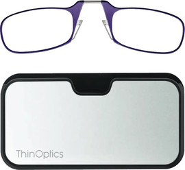 Thinoptics משקפי קריאה בצבע סגול עם נרתיק כסוף לסמארטפון