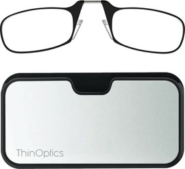 Thinoptics משקפי קריאה בצבע שחור עם נרתיק כסוף לסמארטפון