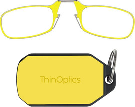 Thinoptics קריאה משקפי קריאה בצבע צהוב עם נרתיק מחזיק מפתחות בצבע צהוב ניאון