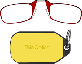 Thinoptics קריאה משקפי קריאה בצבע אדום עם נרתיק מחזיק מפתחות בצבע צהוב ניאון