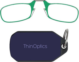 Thinoptics קריאה משקפי קריאה בצבע ירוק עם נרתיק מחזיק מפתחות בצבע סגול כהה - רודנייט