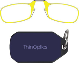 Thinoptics קריאה משקפי קריאה בצבע צהוב עם נרתיק מחזיק מפתחות בצבע סגול כהה - רודנייט