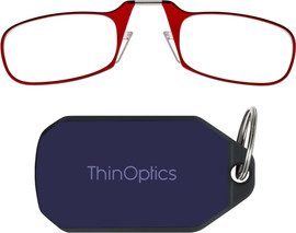 Thinoptics קריאה משקפי קריאה בצבע אדום עם נרתיק מחזיק מפתחות בצבע סגול כהה -רודנייט