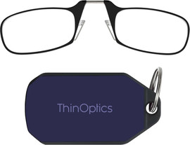 Thinoptics קריאה משקפי קריאה בצבע שחור עם נרתיק מחזיק מפתחות בצבע סגול כהה - רודנייט