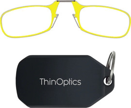 Thinoptics משקפי קריאה בצבע צהוב עם נרתיק מחזיק מפתחות שחור