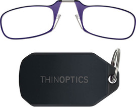 Thinoptics משקפי קריאה בצבע סגול עם נרתיק מחזיק מפתחות שחור