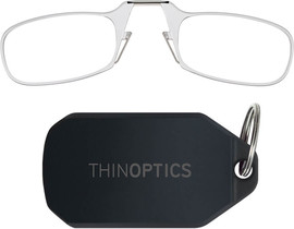 Thinoptics משקפי קריאה בצבע שקוף עם נרתיק מחזיק מפתחות שחור