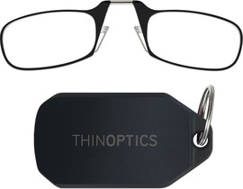 Thinoptics משקפי קריאה בצבע שחור עם נרתיק מחזיק מפתחות שחור