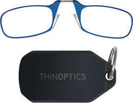 Thinoptics משקפי קריאה בצבע כחול עם נרתיק מחזיק מפתחות שחור
