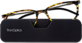 Thinoptics קריאה ThinOptics Connect - משקפי קריאה  עם מוטות, בצבע מנומר בנרתיק מגנטי לסמארטפון